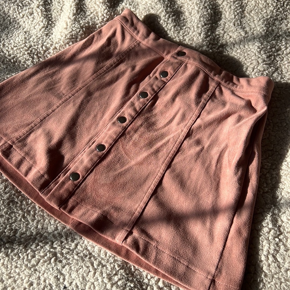 Peach Botton Down Mini Skirt